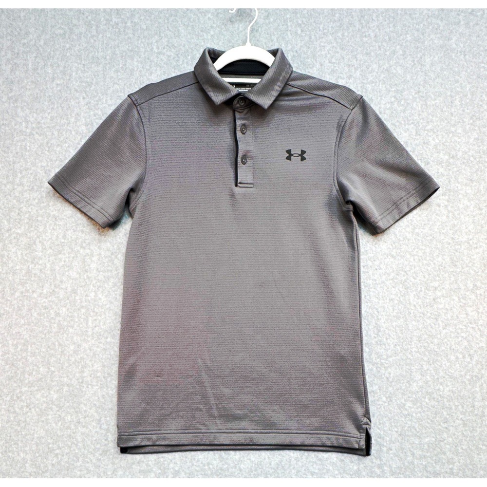 Under Armour Men's Gray Polo Shirt XS Loose Fit Short Sleeve Polyester Knit